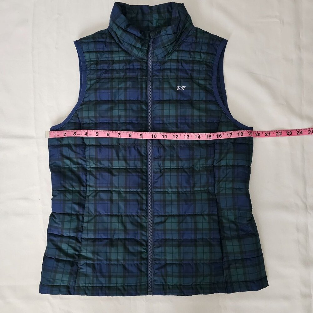 Vineyard Vines Women's Blue Green Tartan Plaid‎ Puffer Vest Jacket Size Small - Picture 10 of 11
